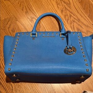 Michael Kors Blue Studded Satchel
